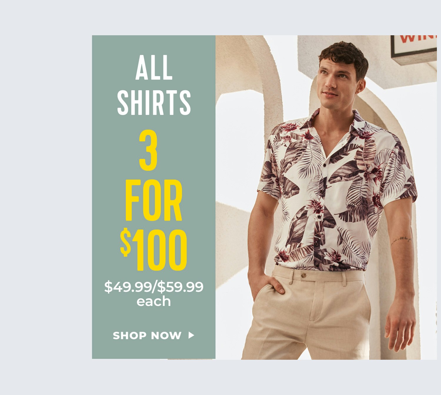 All Shirts 3 For $100