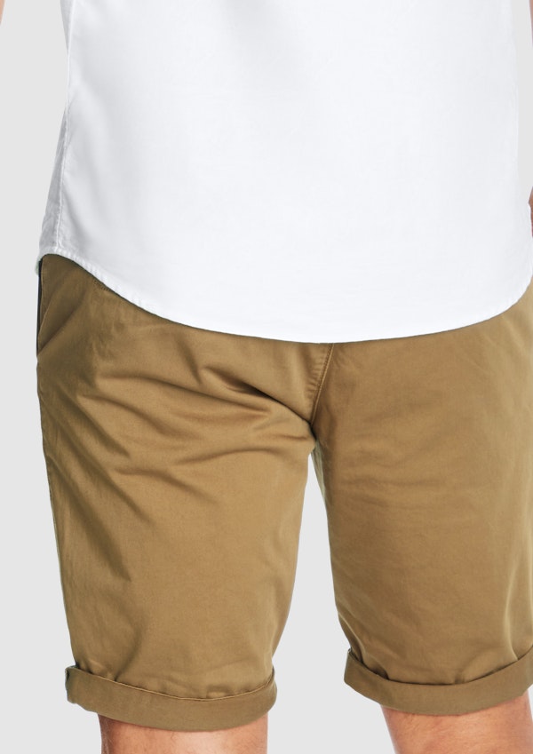 Camel Chino Short Slim Fit Cotton Stretch