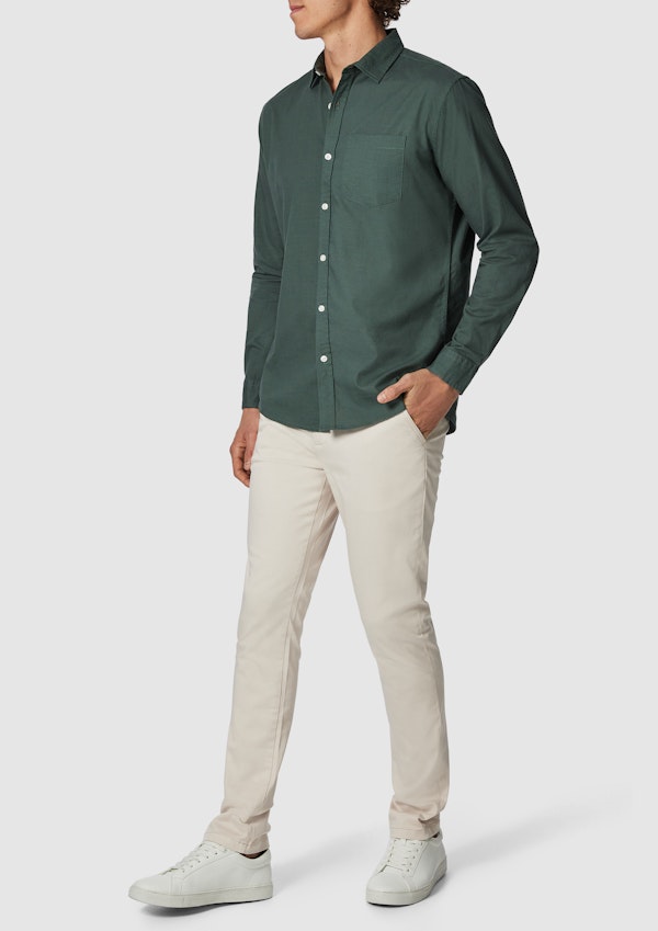 Green Sniders Classic Casual Long Sleeve Shirt