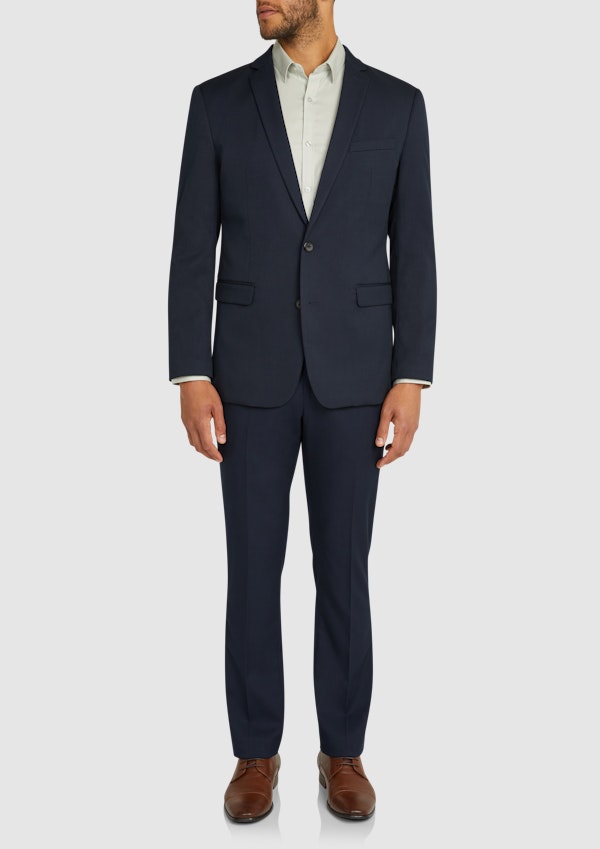Navy Diamond Stretch Slim Suit Jacket