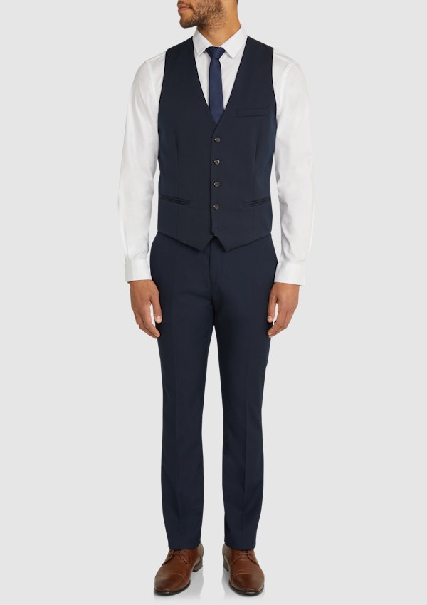 Navy Diamond Stretch Waistcoat