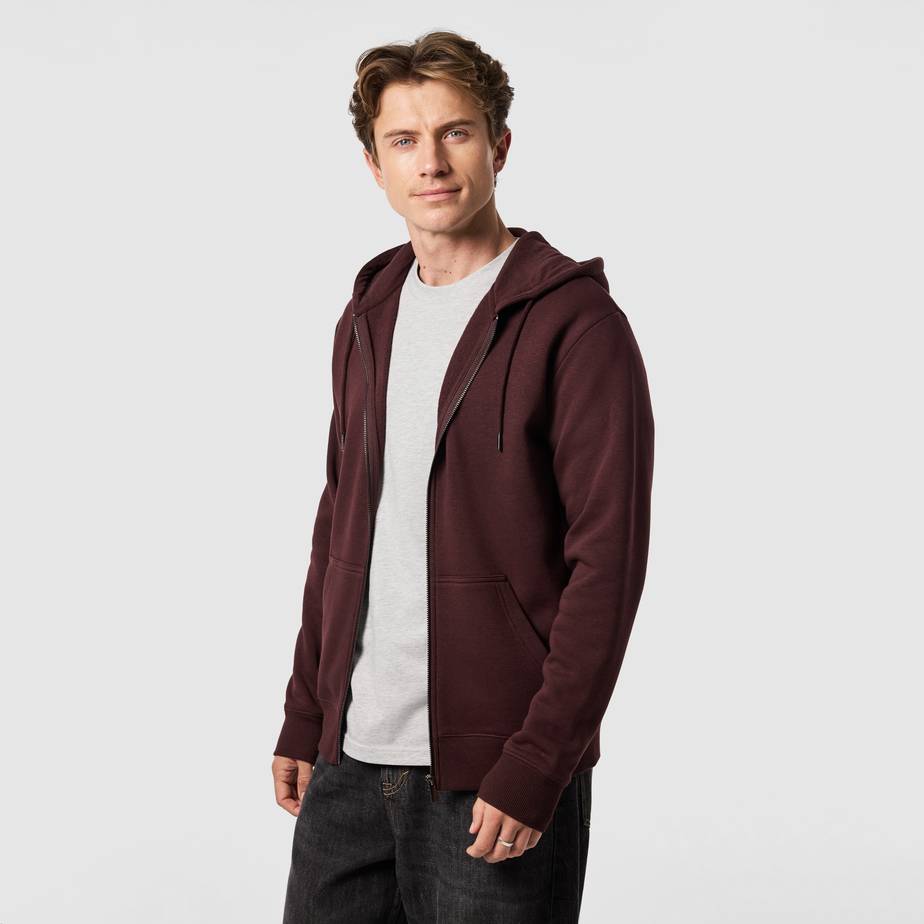 Berry Asher Zip Thru Fleece Hoodie