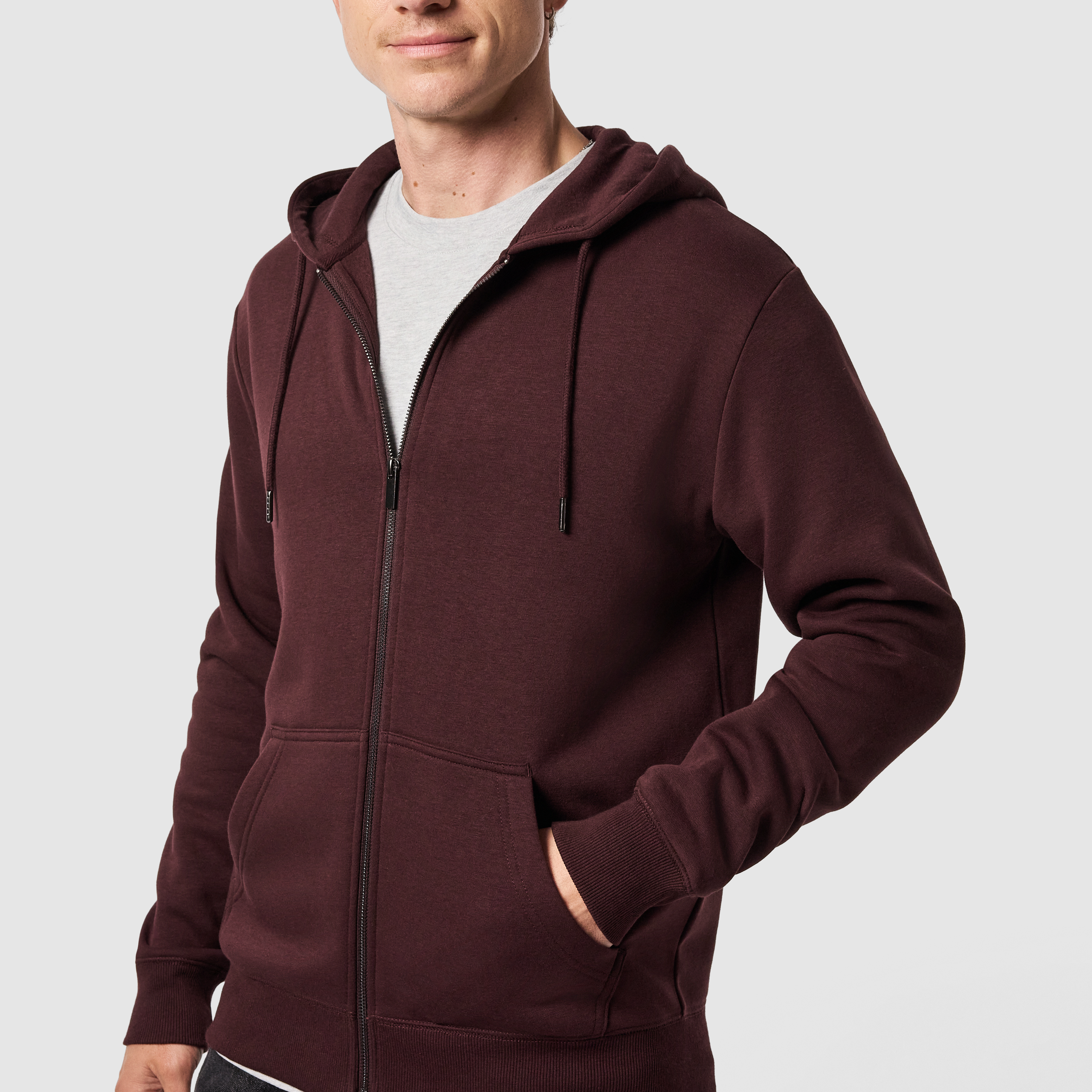 Berry Asher Zip Thru Fleece Hoodie