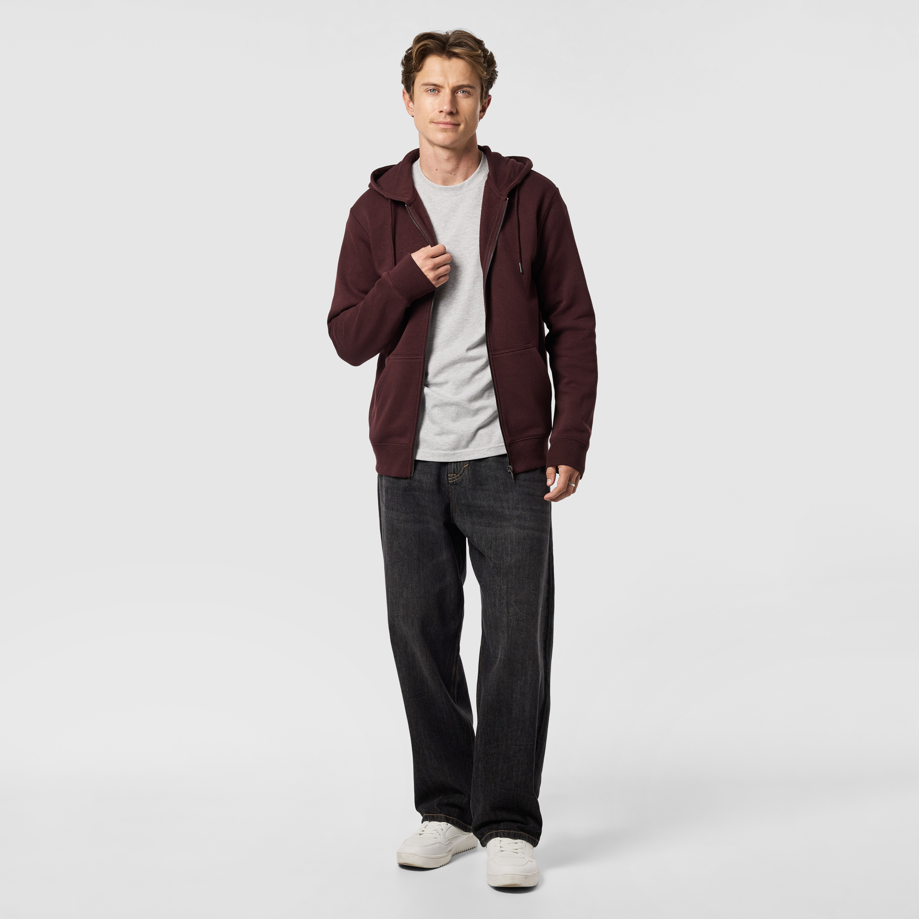 Berry Asher Zip Thru Fleece Hoodie
