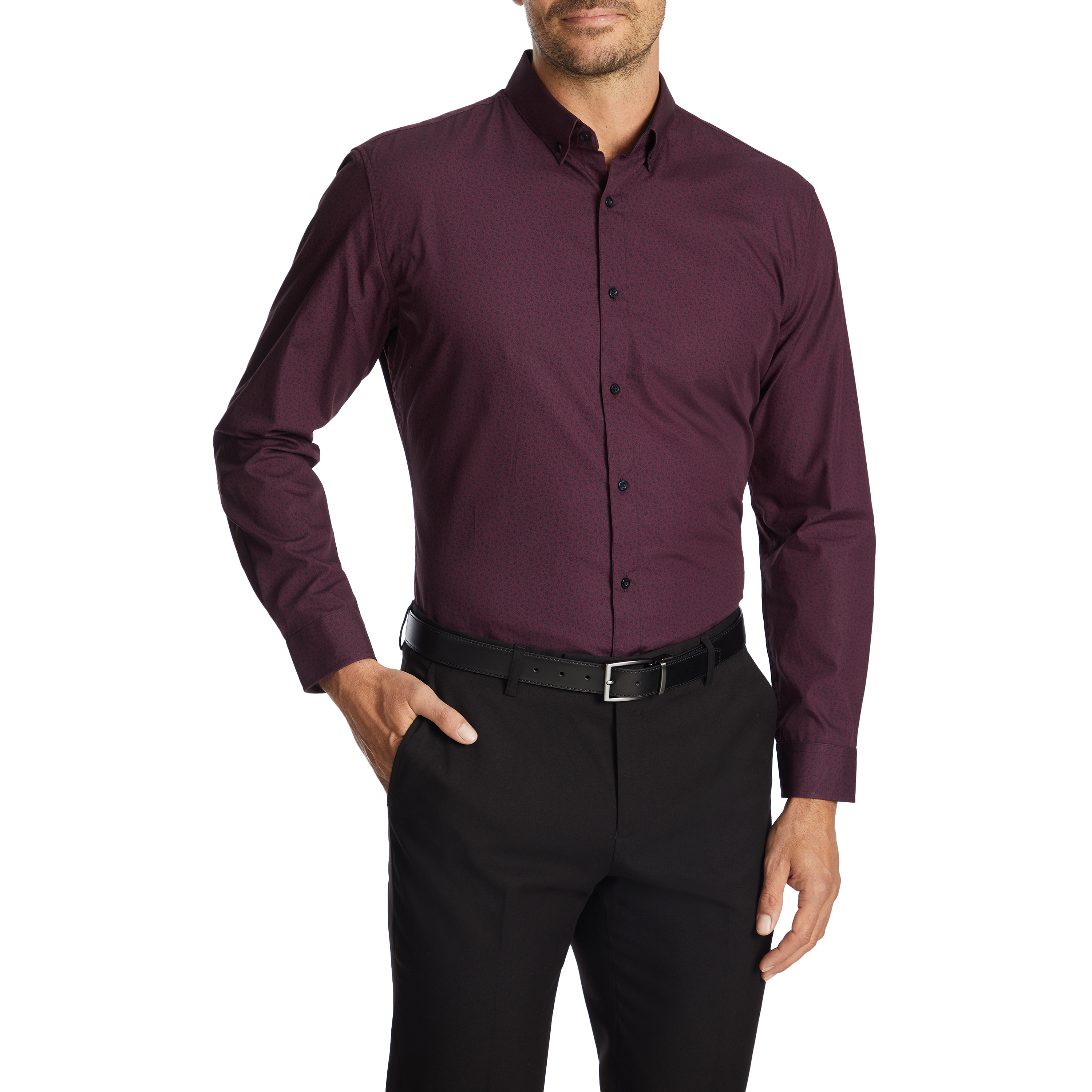 Wine Carson Slim Shirt | Men's Tops 