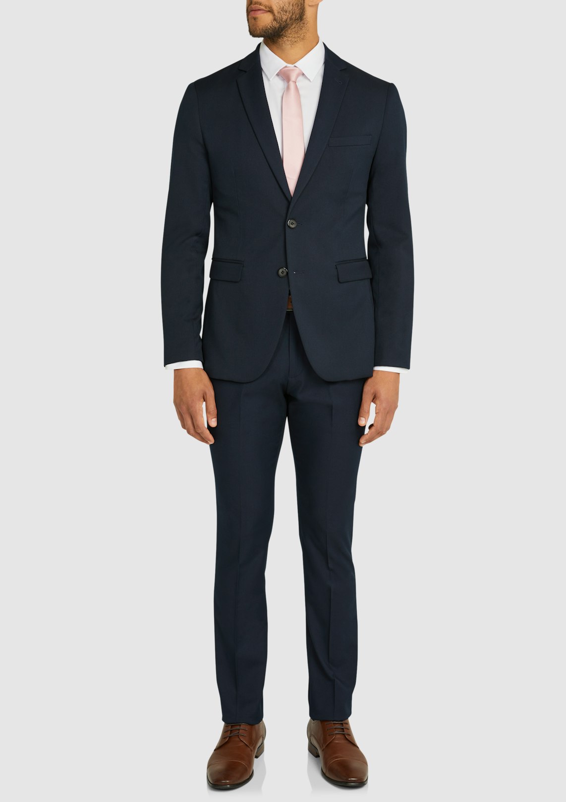 Navy Diamond Stretch Skinny Suit