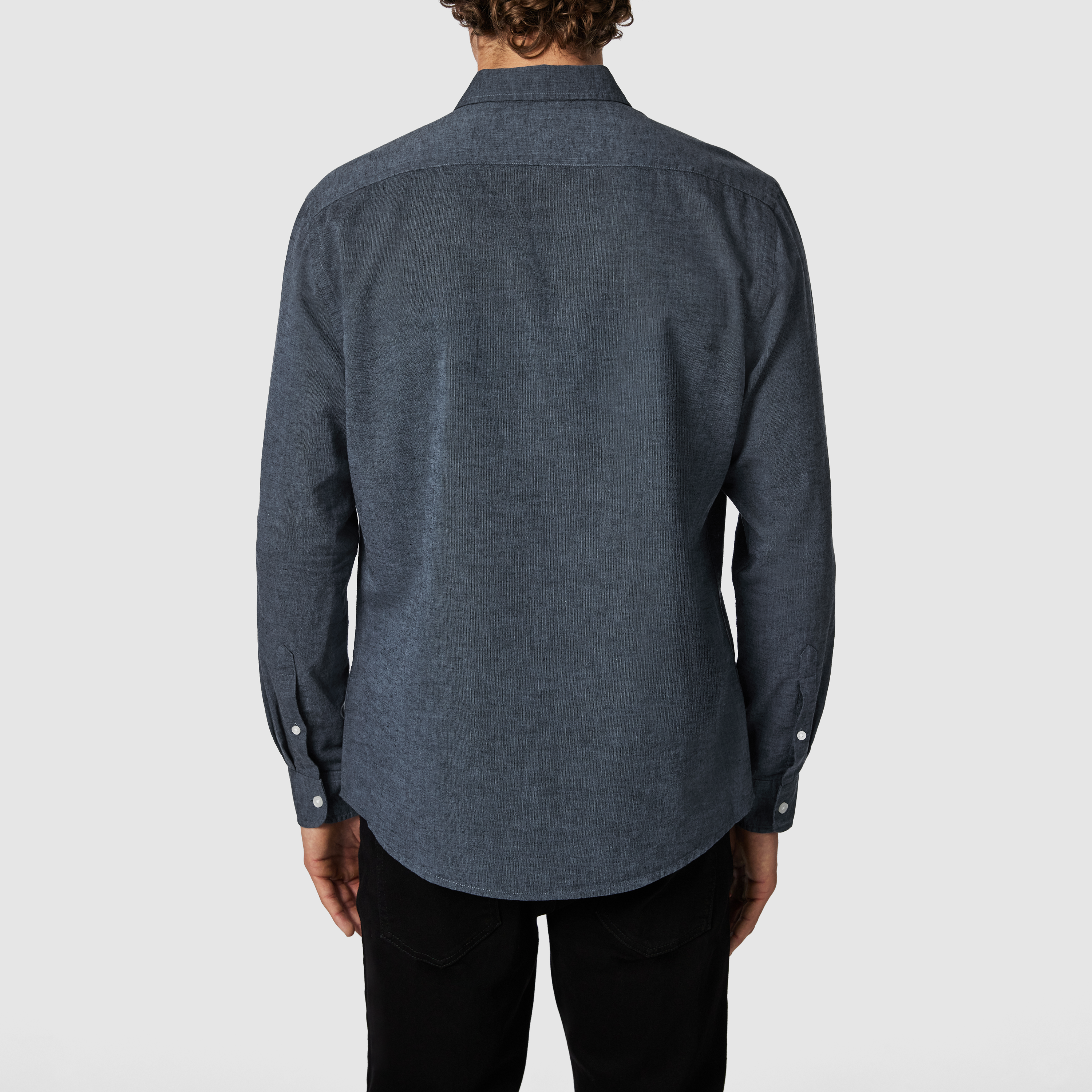 Mid Blue Albany Cotton Linen Casual Shirt