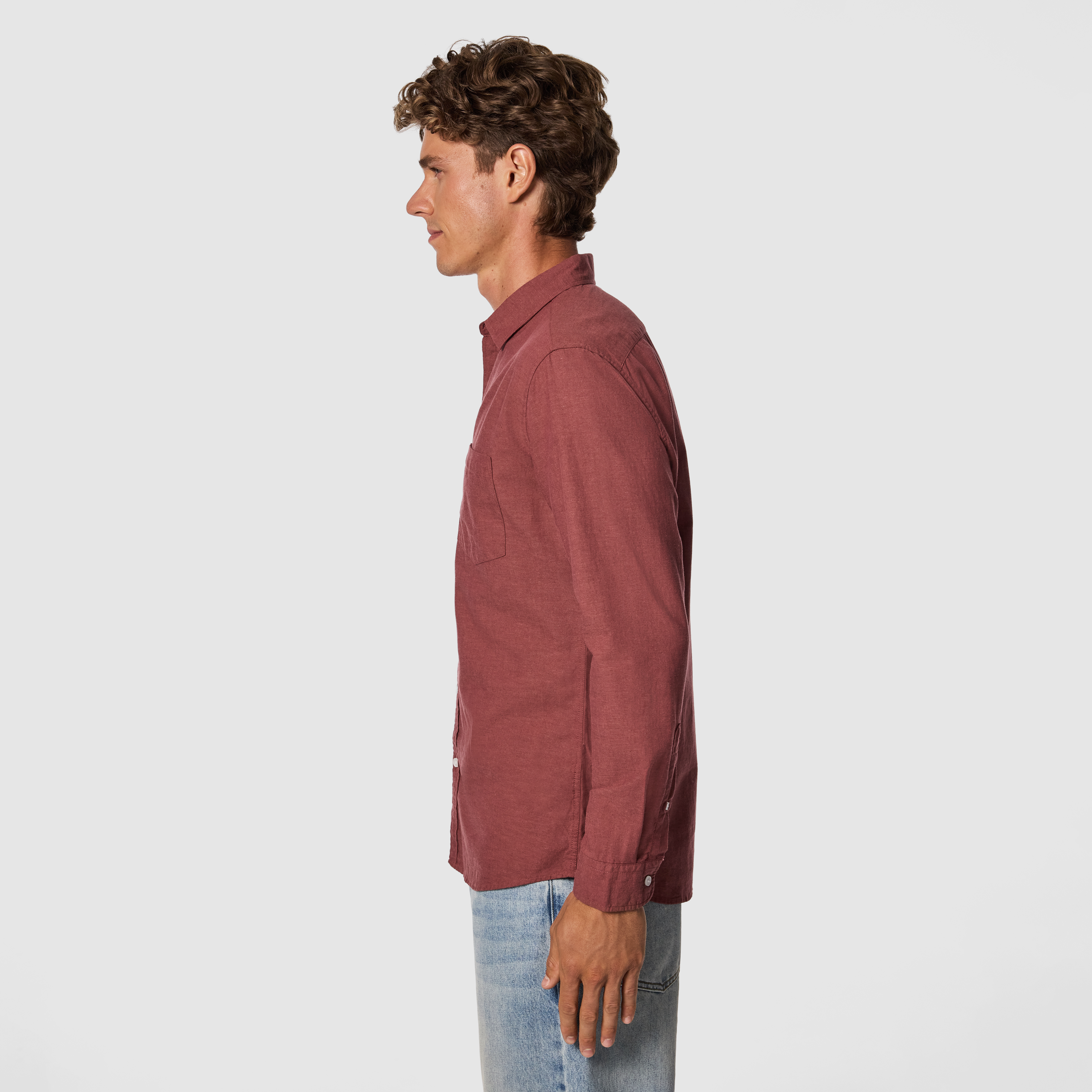 Rust Brown Albany Cotton Linen Casual Shirt