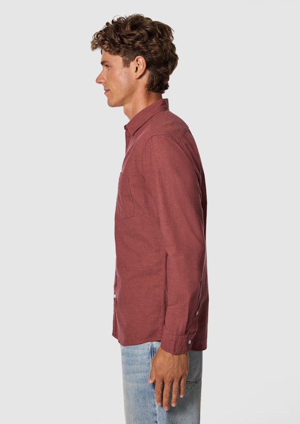 Rust Brown Albany Cotton Linen Casual Shirt