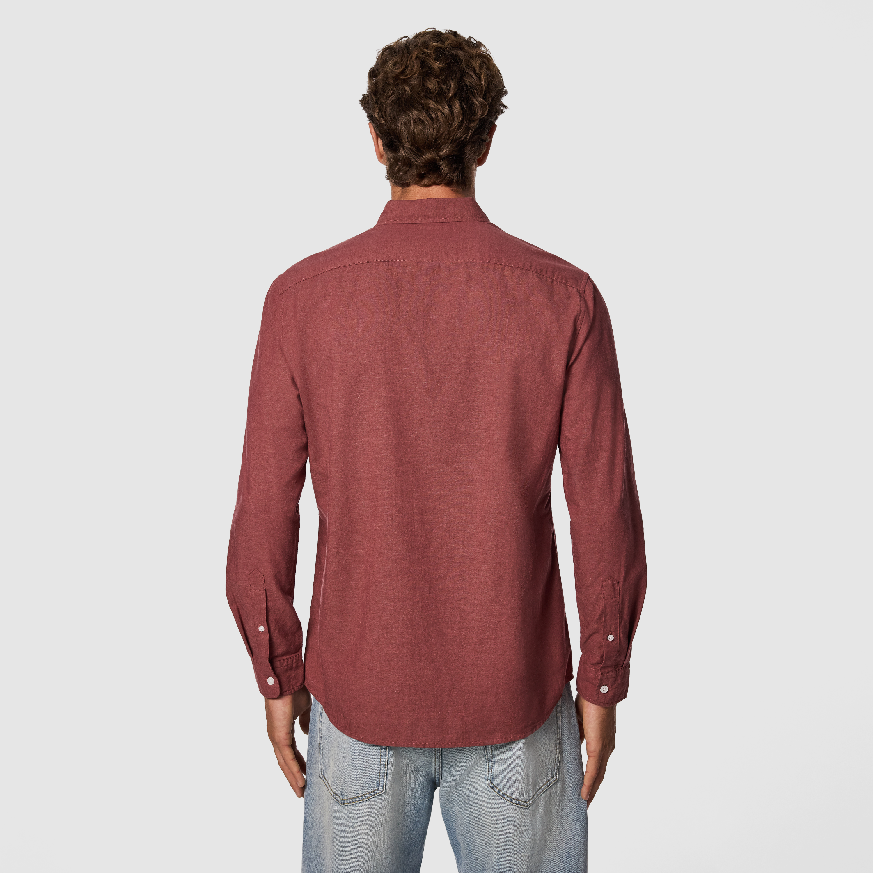 Rust Brown Albany Cotton Linen Casual Shirt