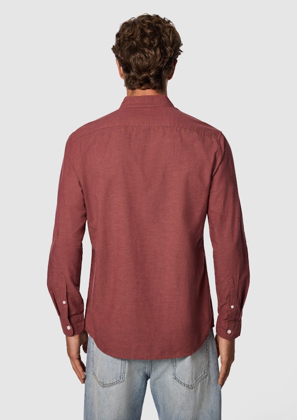 Rust Brown Albany Cotton Linen Casual Shirt