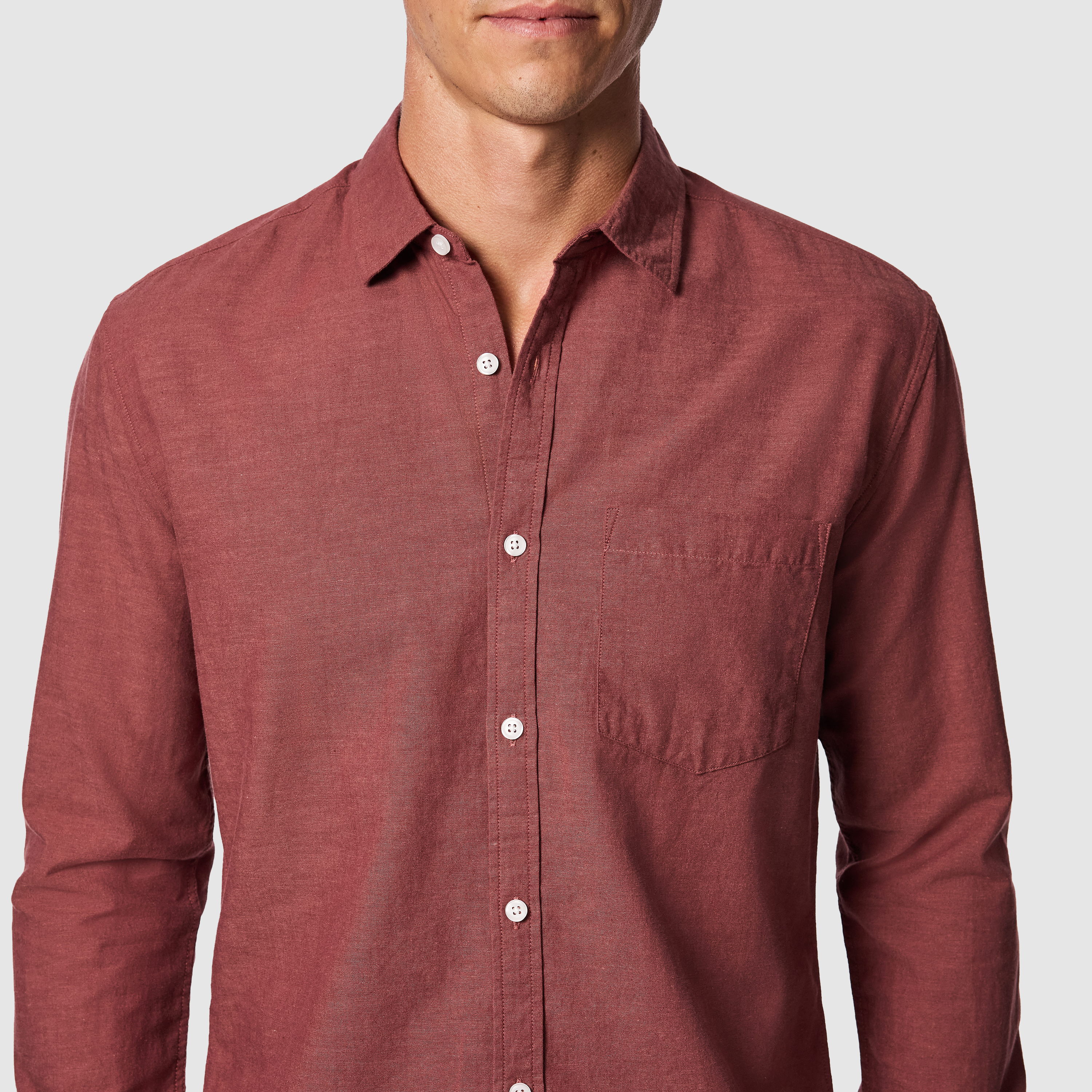 Rust Brown Albany Cotton Linen Casual Shirt