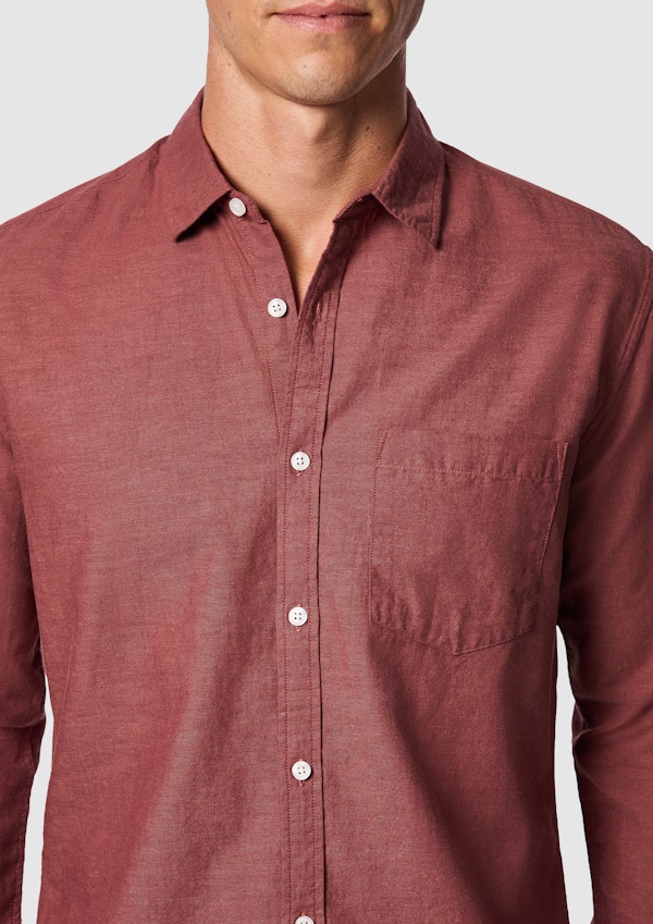 Rust Brown Albany Cotton Linen Casual Shirt