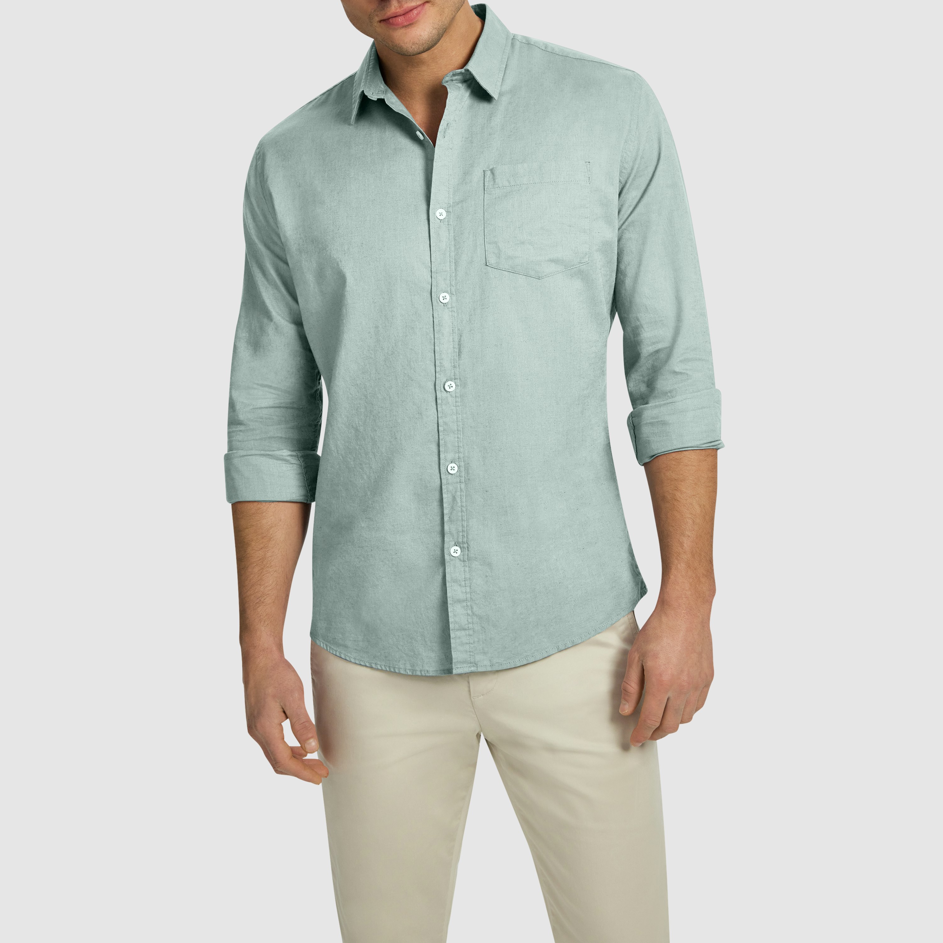 Sage Albany Cotton Linen Casual Shirt | Men's Tops | Connor AU