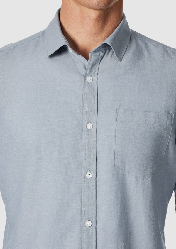 Sky Blue Albany Cotton Linen Casual Shirt