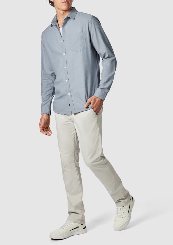 Sky Blue Albany Cotton Linen Casual Shirt
