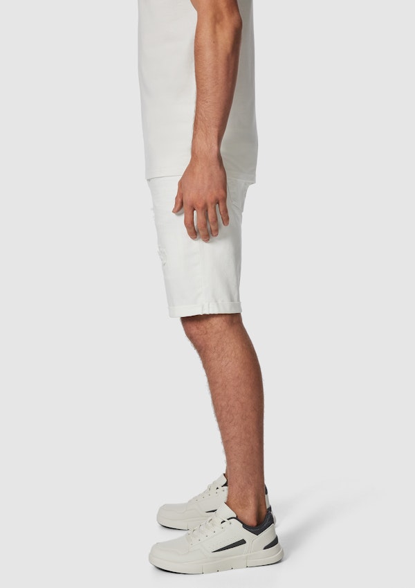 White Zeb Ripped Denim Short