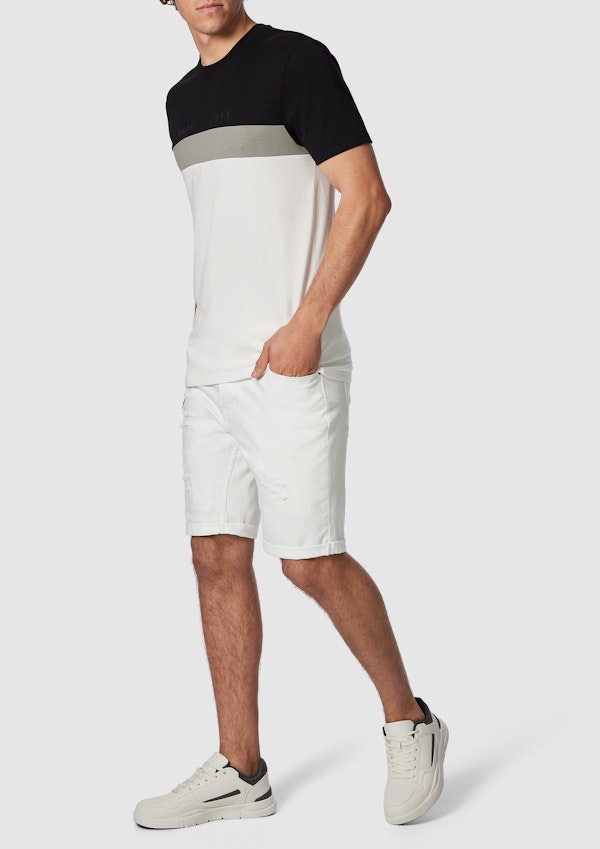 White Zeb Ripped Denim Short