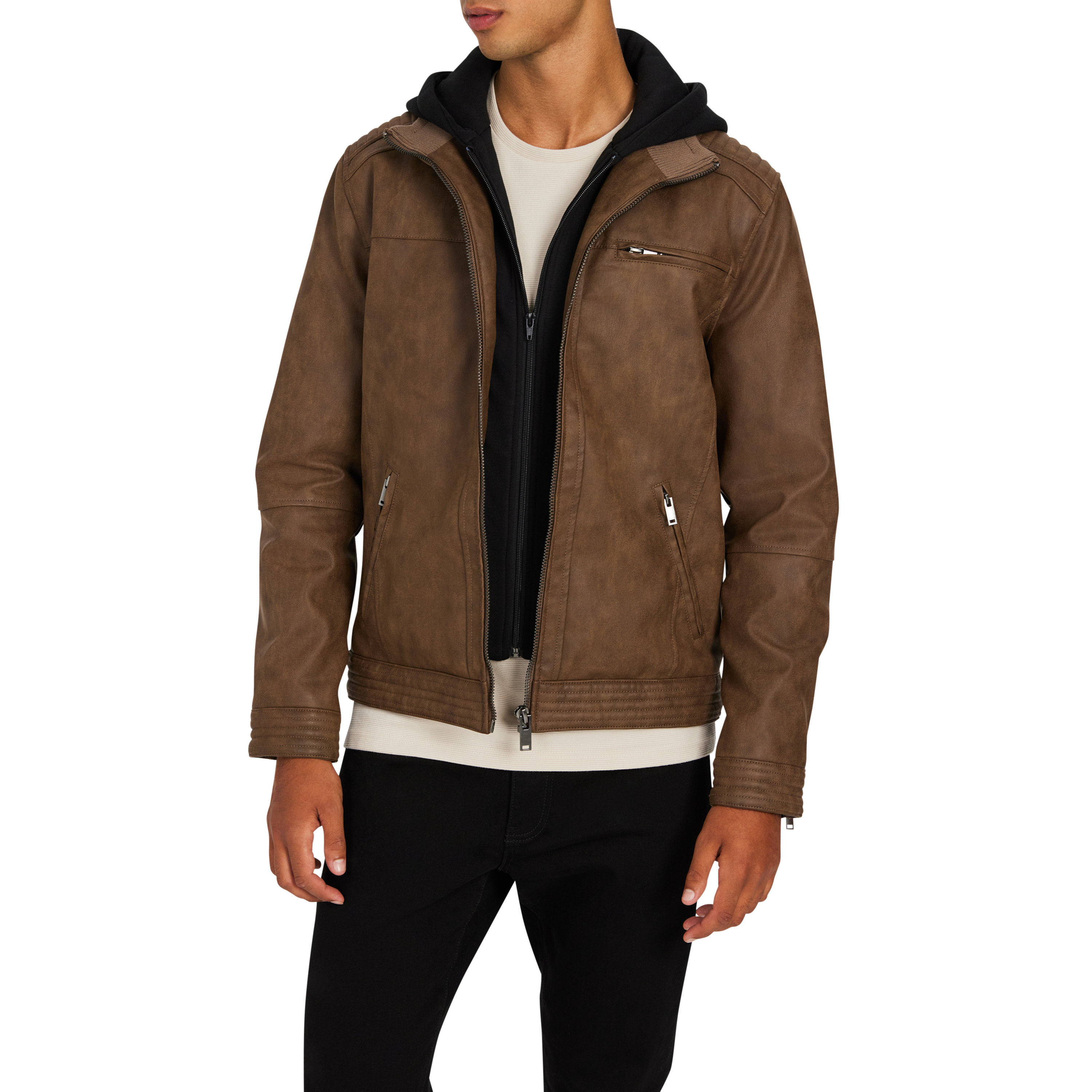 Mid Brown Mark Classic Pu Jacket | Men's Tops | Connor AU