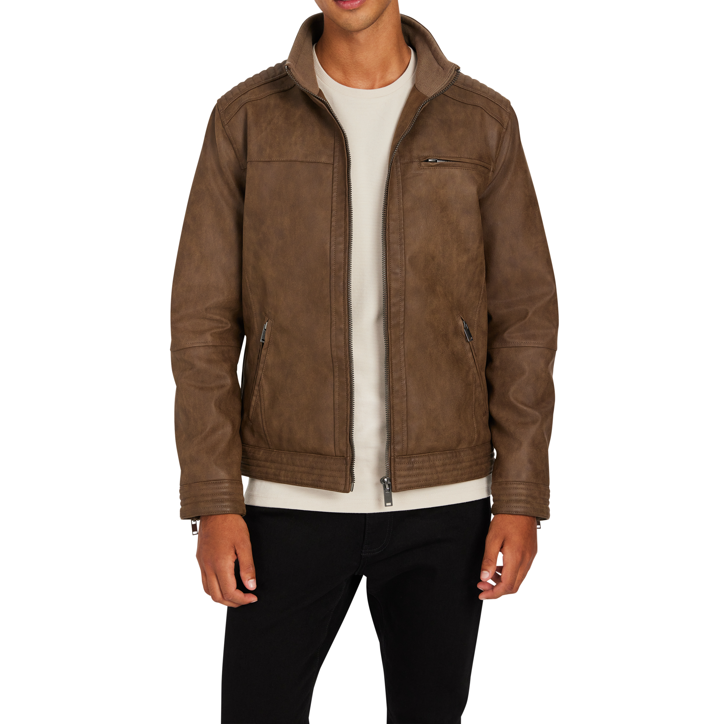 Mid Brown Mark Classic Pu Jacket