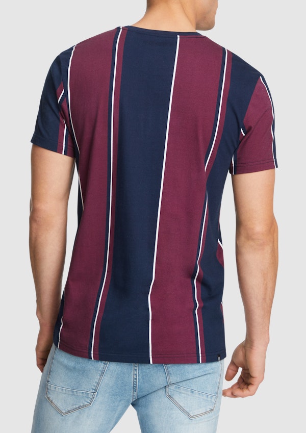 Wine Kirkley Stripe Crew Tee