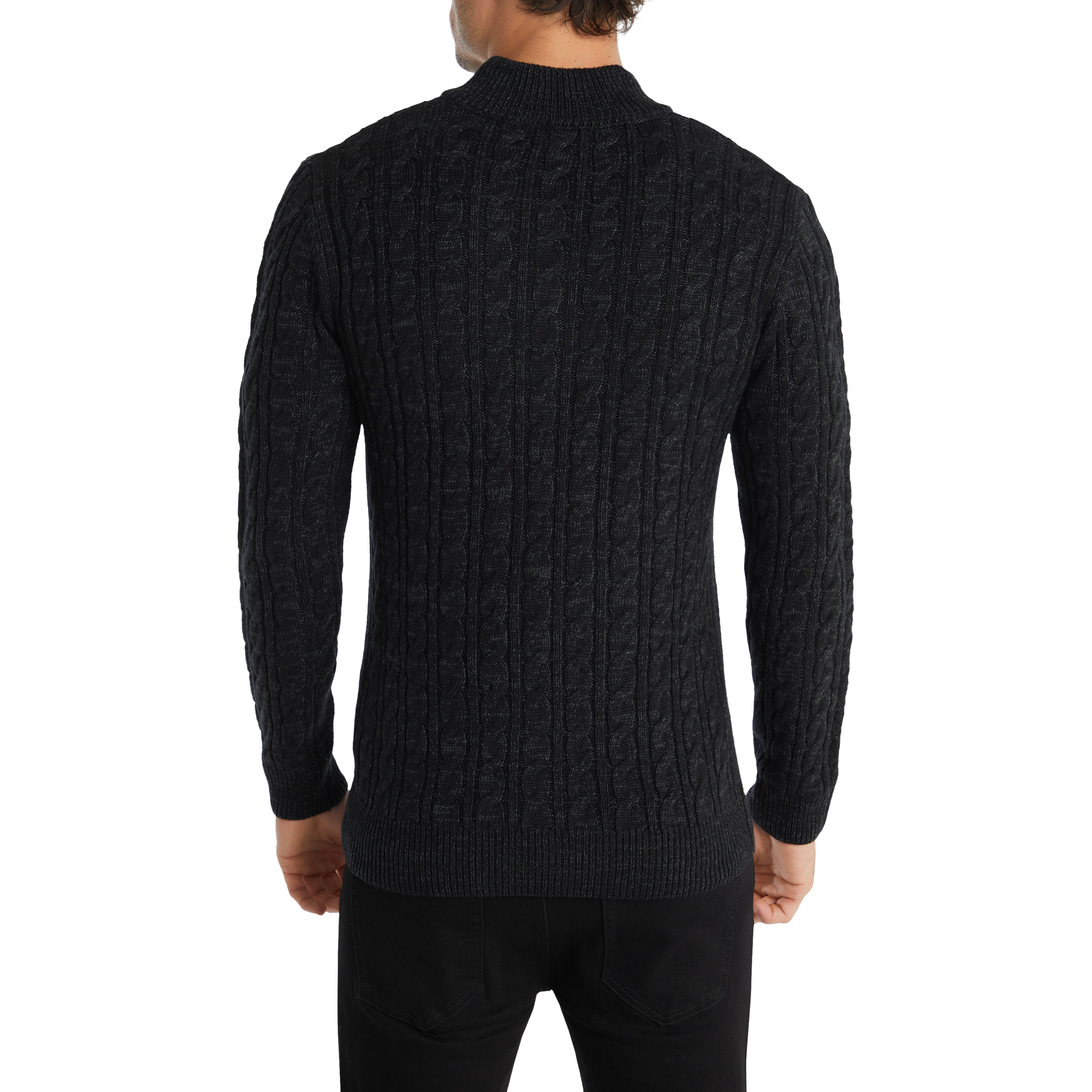 Charcoal Montgomery Cable Quarter Zip Knit