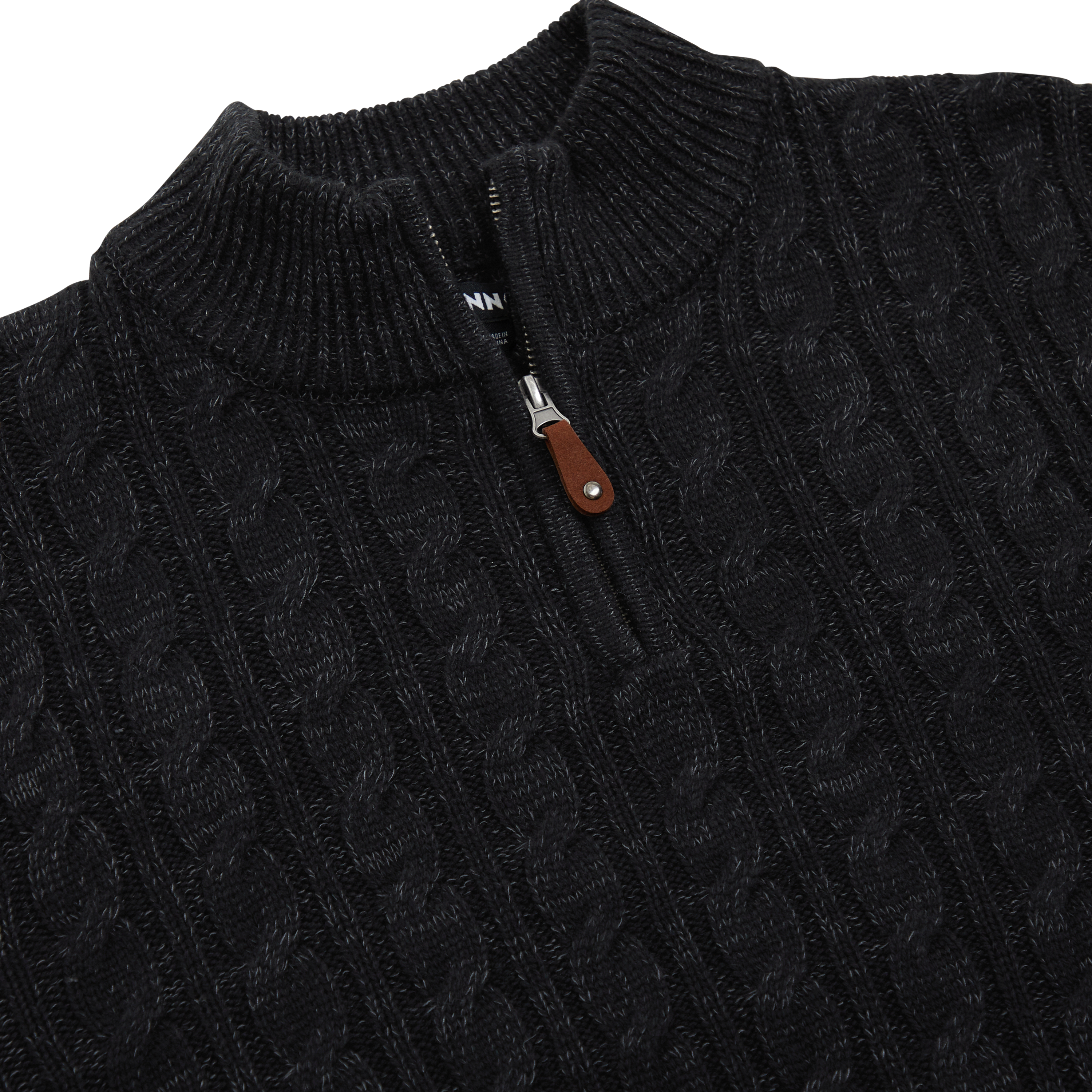 Charcoal Montgomery Cable Quarter Zip Knit