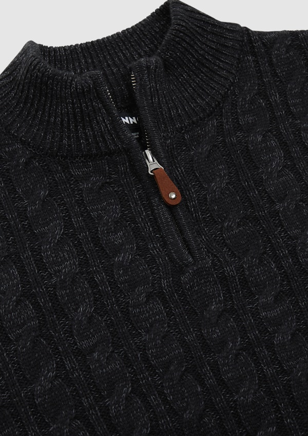 Charcoal Montgomery Cable Quarter Zip Knit