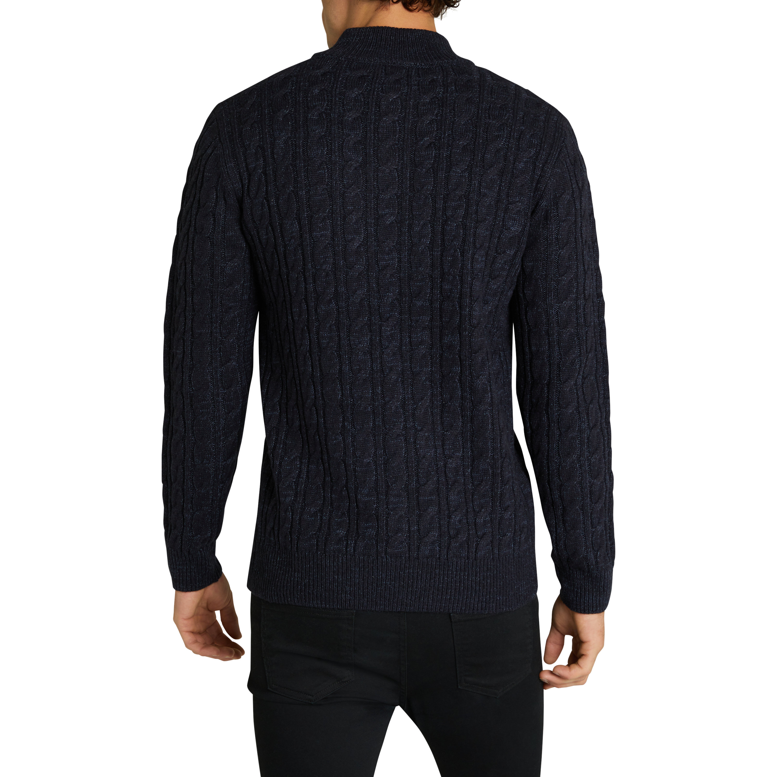 Navy Montgomery Cable Quarter Zip Knit