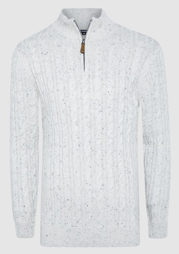 Oatmeal Montgomery Cable Quarter Zip Knit