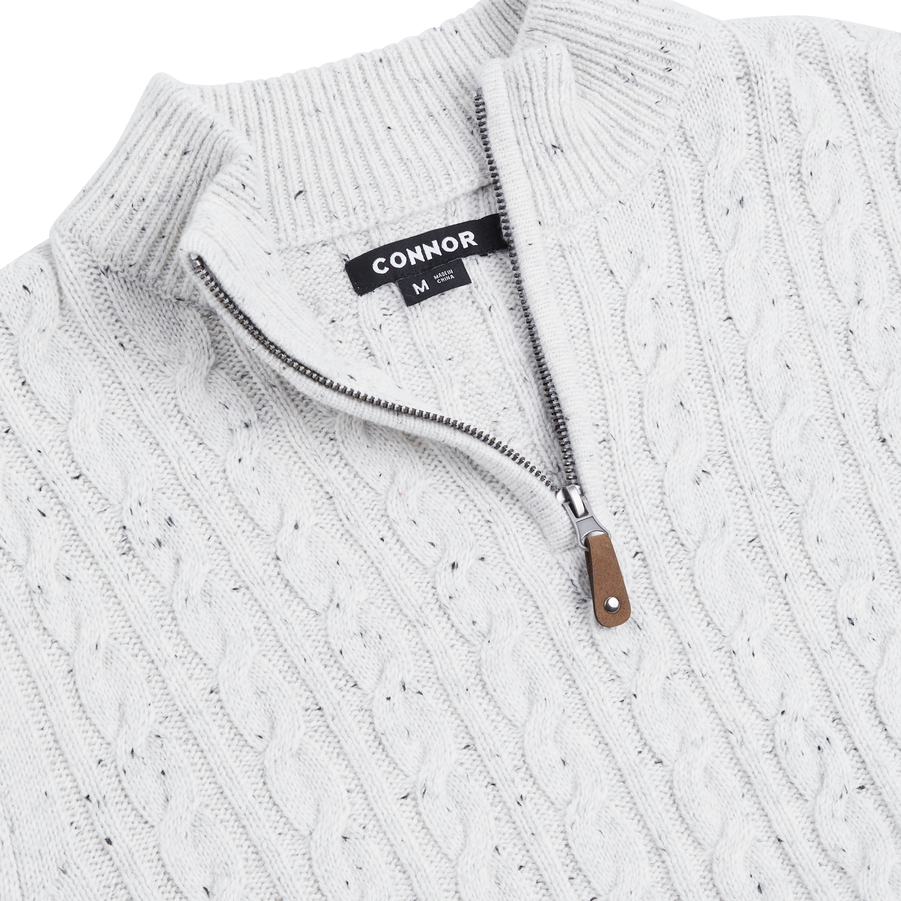 Oatmeal Montgomery Cable Quarter Zip Knit