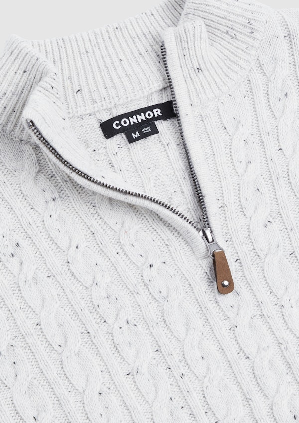 Oatmeal Montgomery Cable Quarter Zip Knit