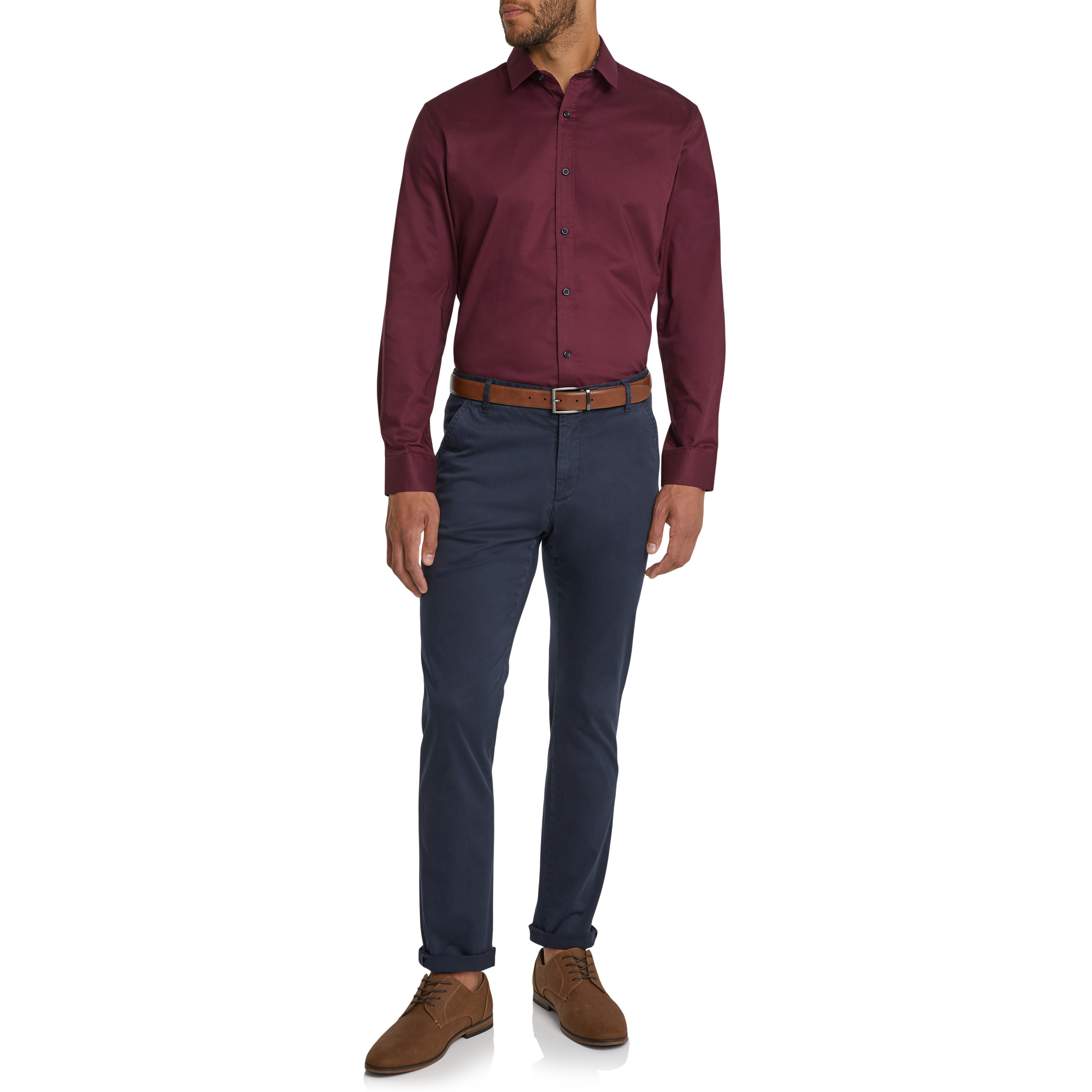 Wine Arthur Classic Long Sleeve Cotton Shirt