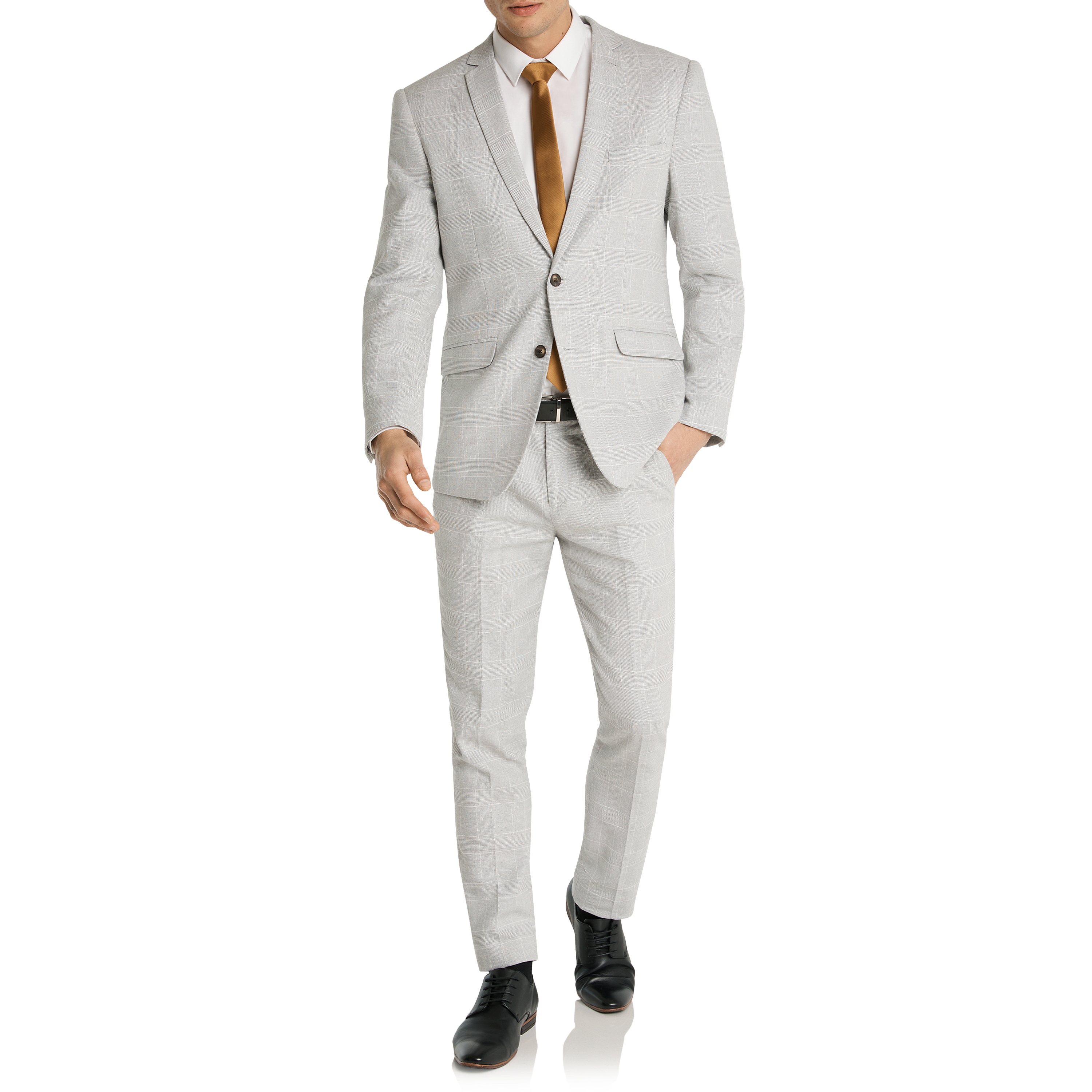 One Button Light Grey Windowpane Suit – Tailored Detroit