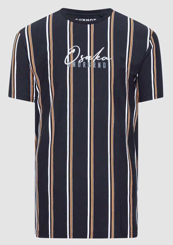 Black Jorge Stripe Crew Tee
