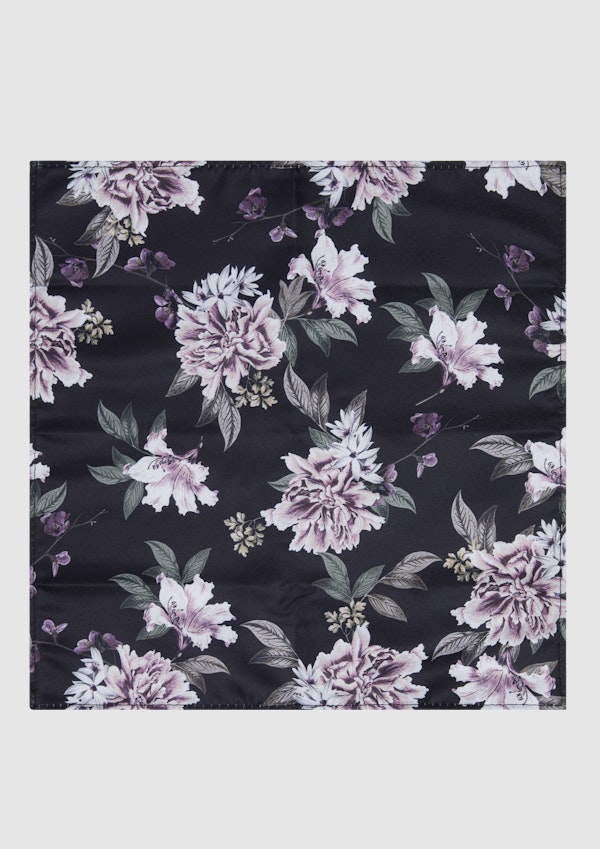 Black Floral Pocket Square