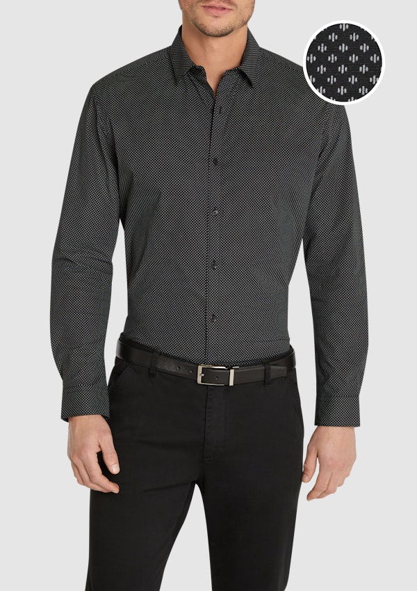 Black Porto Slim Stretch Shirt