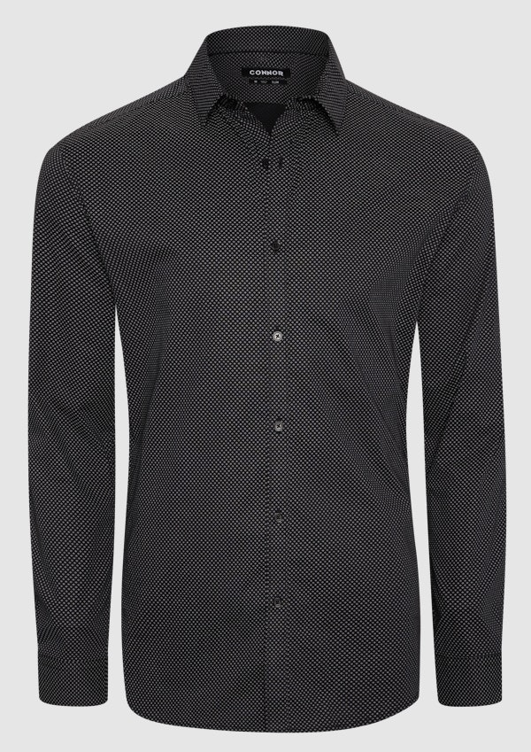 Black Porto Slim Stretch Shirt