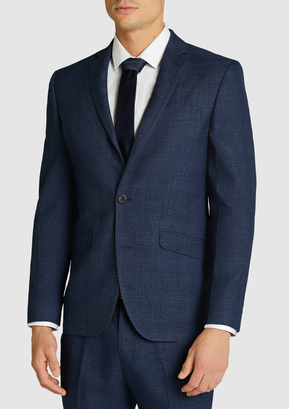 Eton blue check slim 2025 fit suit