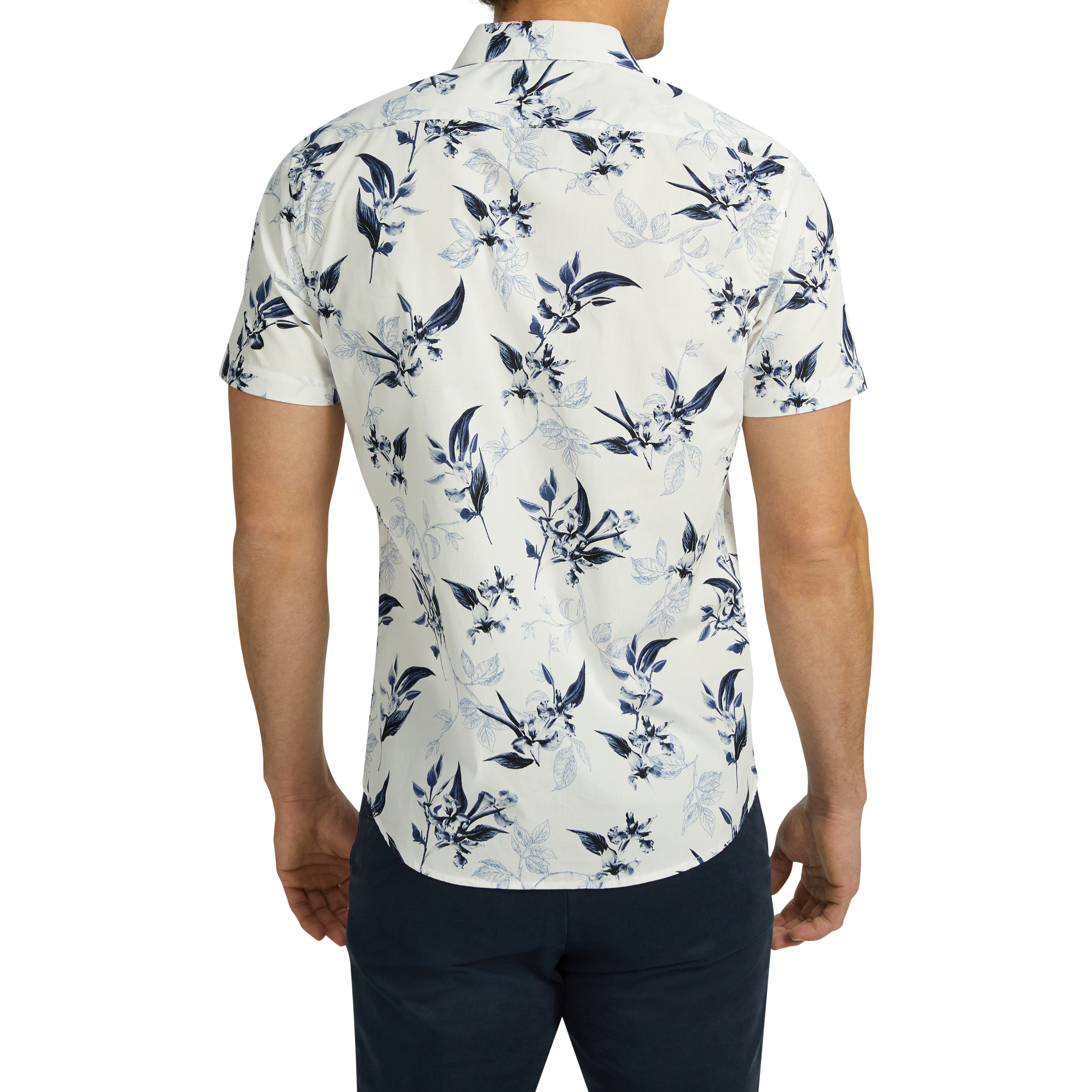 Blue Buckley Classic Print Short Sleeve Cotton Shirt