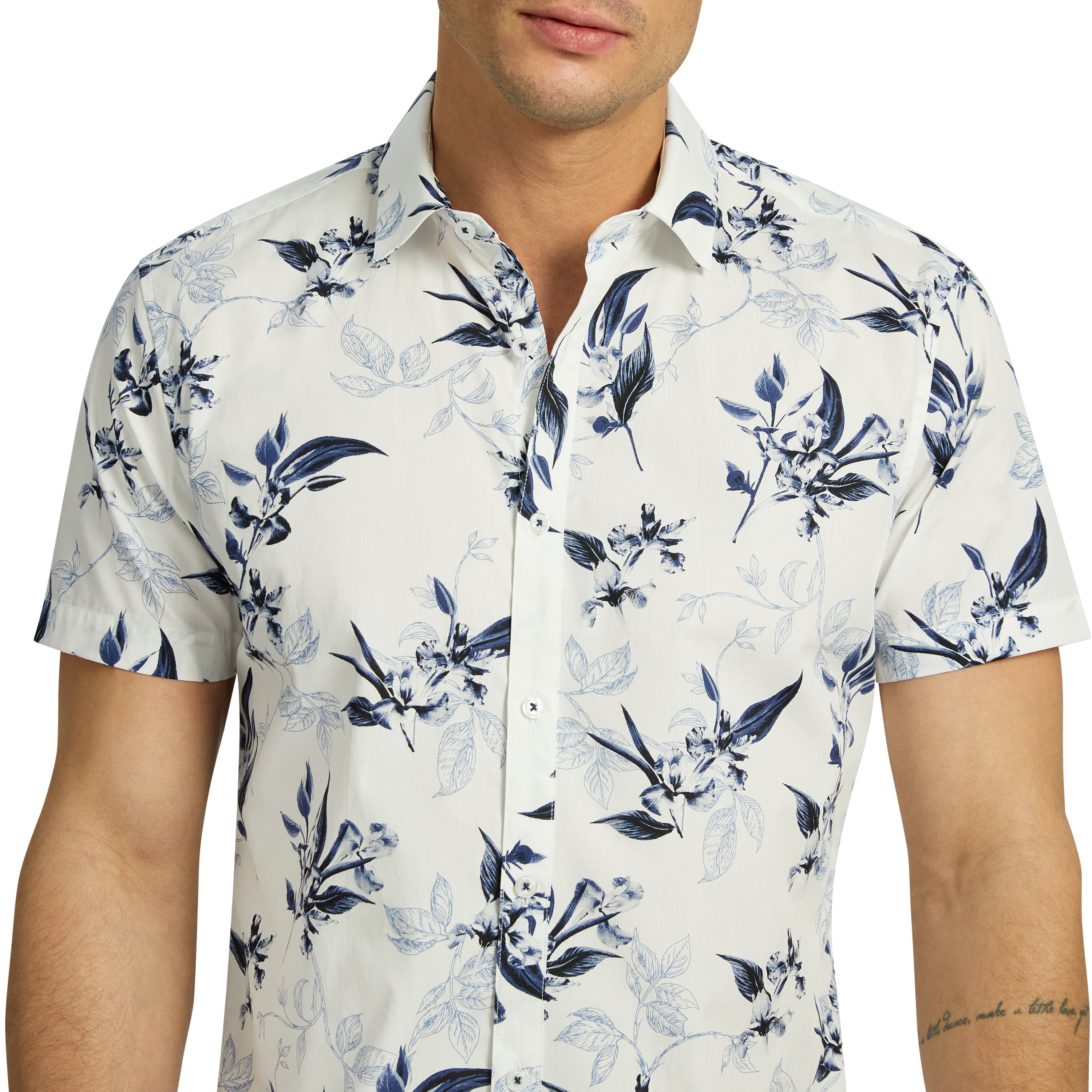 Blue Buckley Classic Print Short Sleeve Cotton Shirt