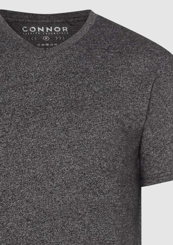 Charcoal Textured V Neck Tee