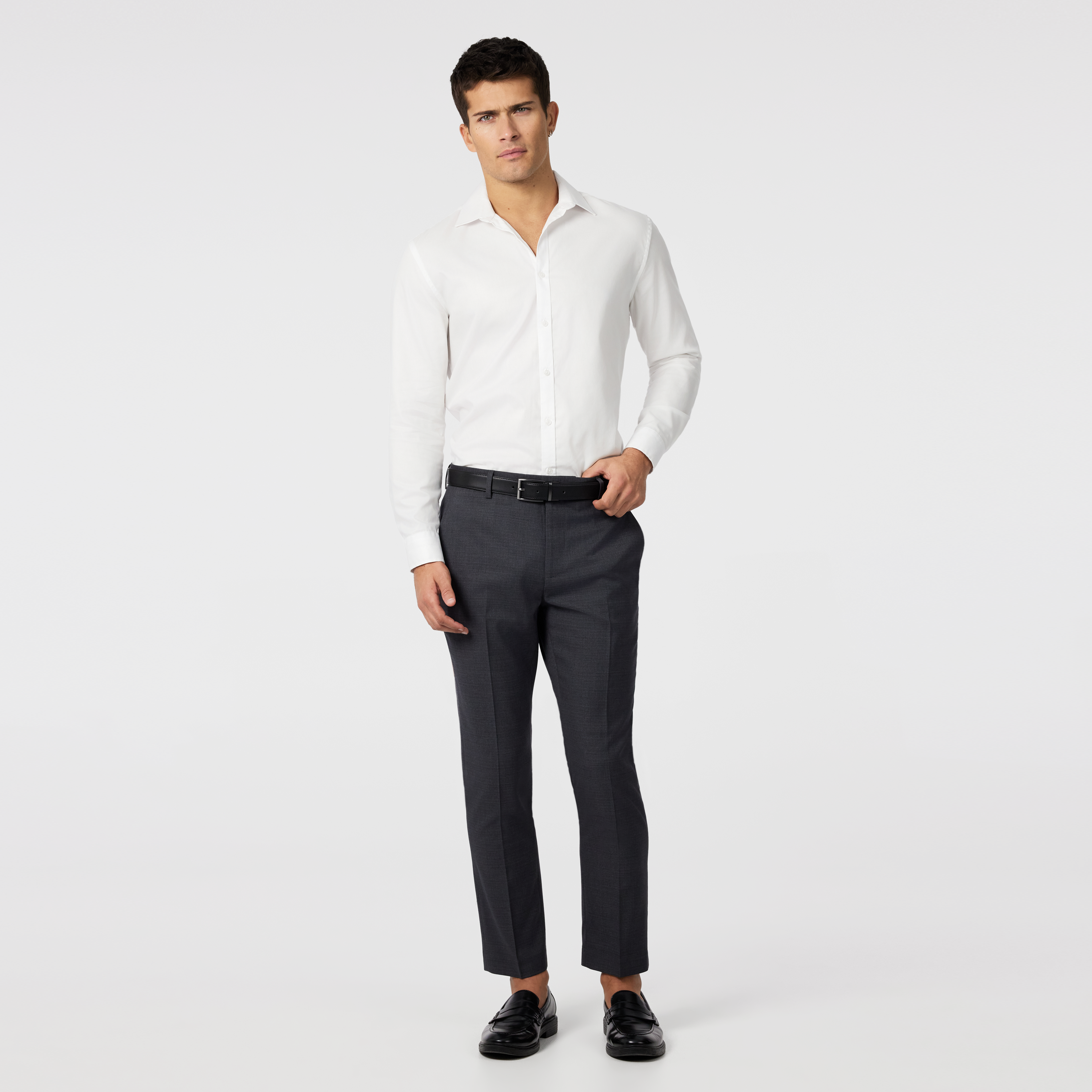 Charcoal Formosa Stretch Slim Cropped Dress Pant