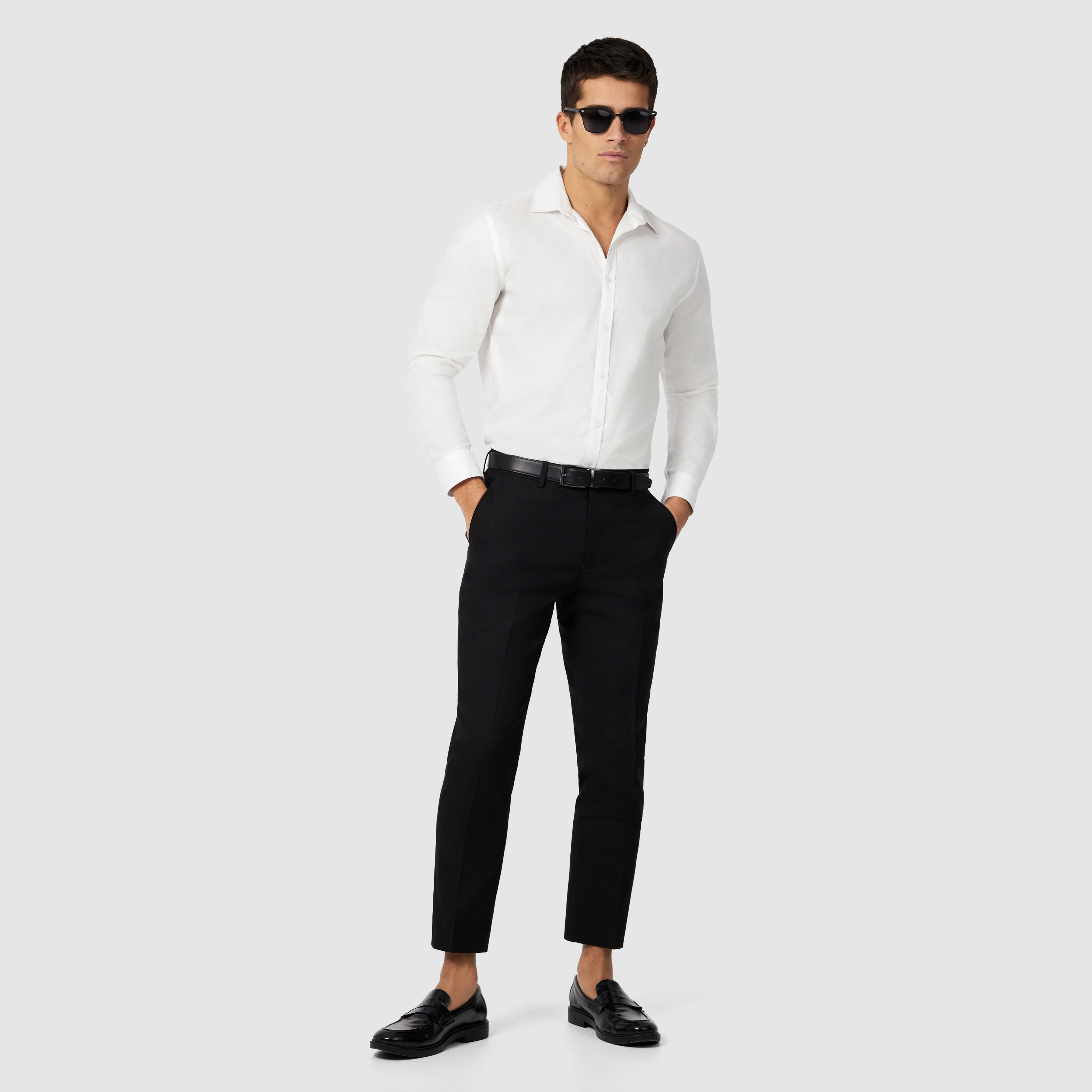 Black Hexham Classic Twill Stretch Dress Pant
