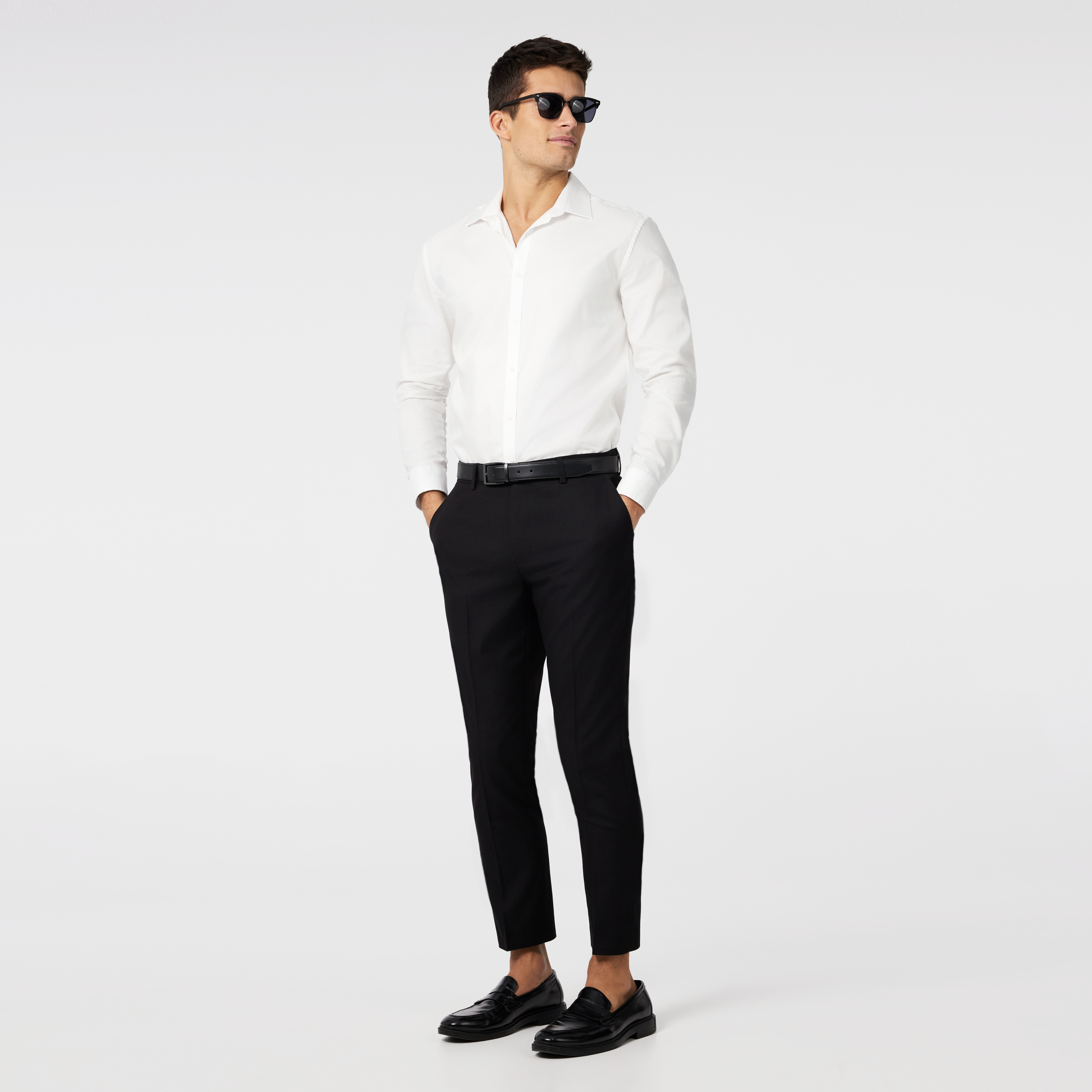 Black Hexham Classic Twill Stretch Dress Pant