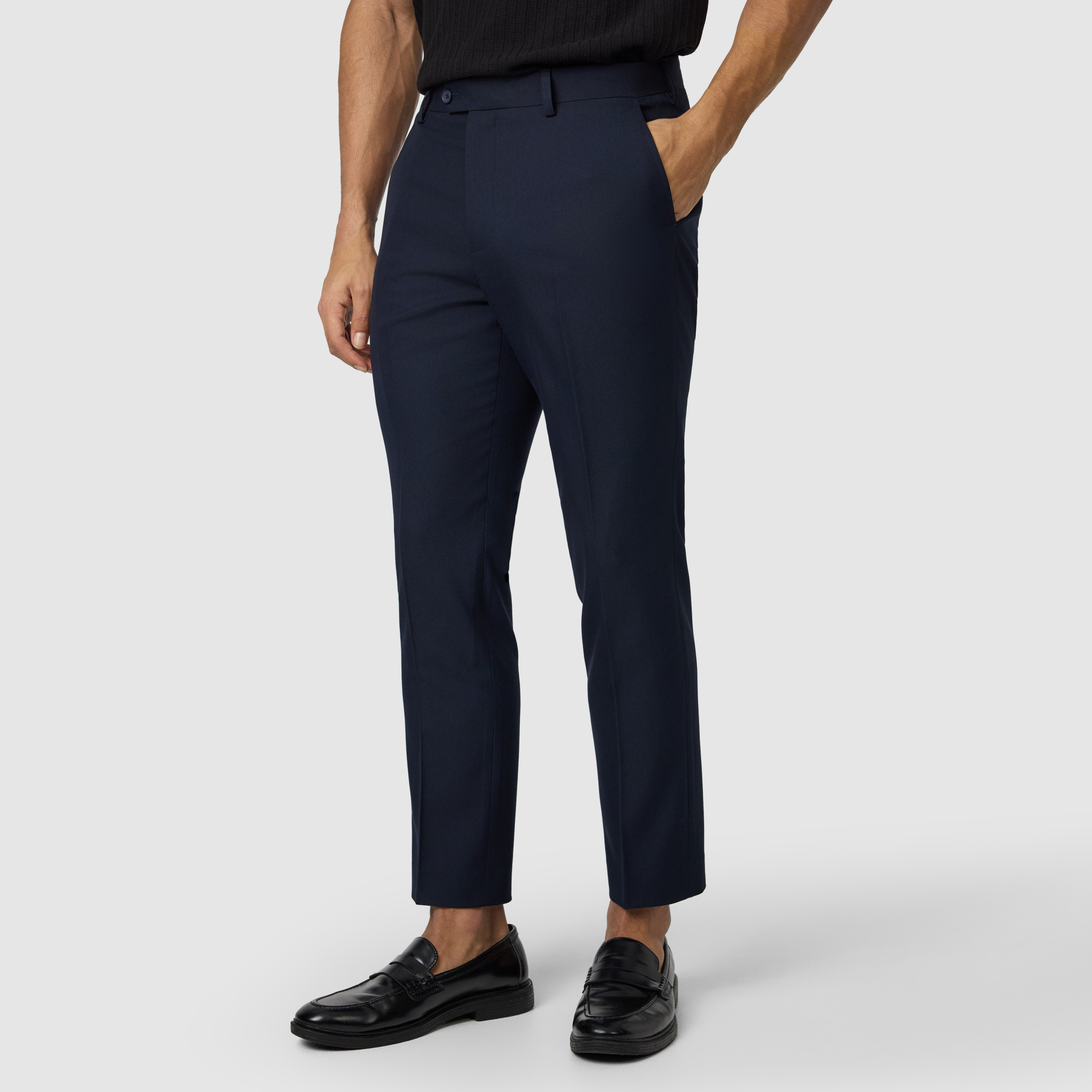 Navy Hexham Slim Tapered Crop Dress Pant