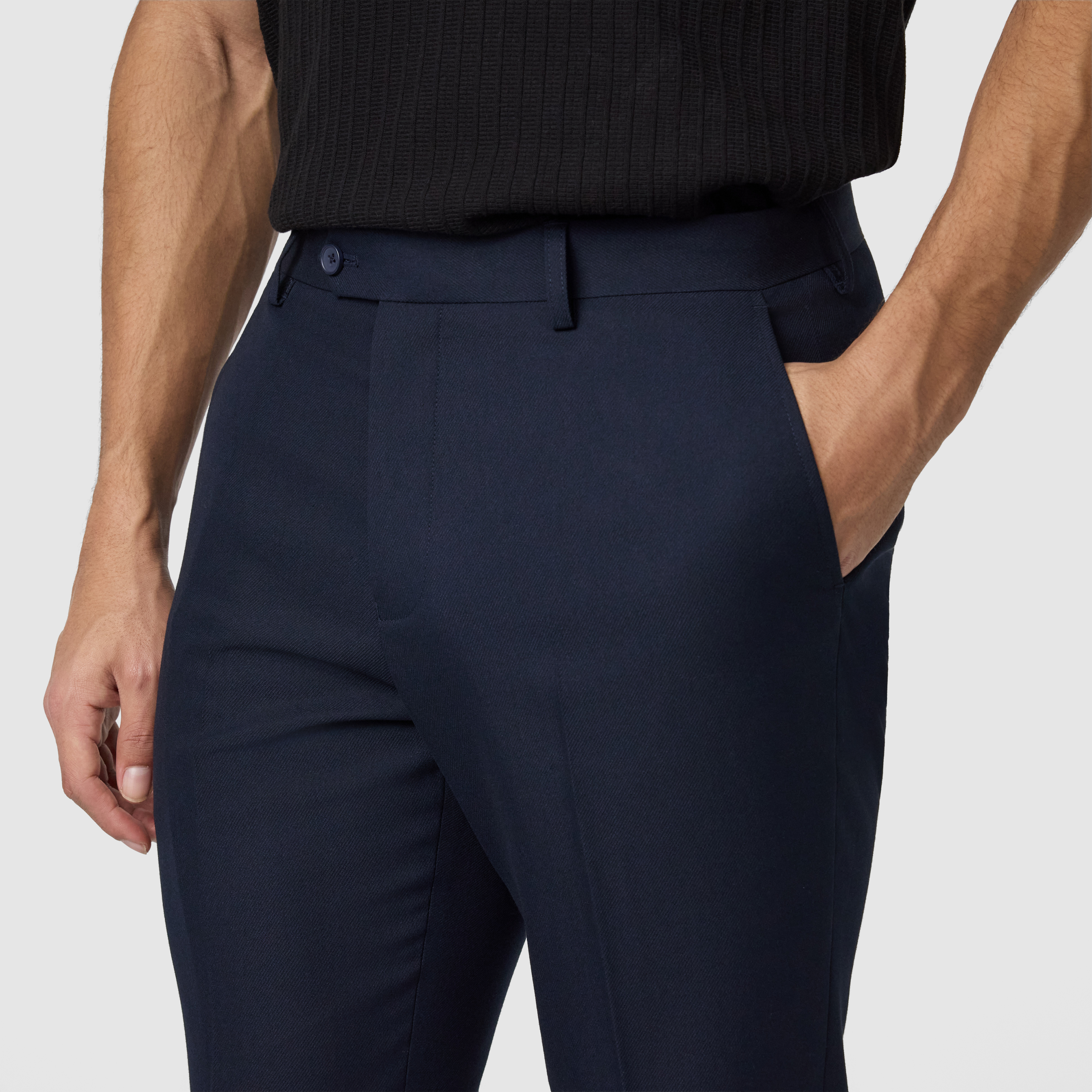 Navy Hexham Slim Tapered Crop Dress Pant