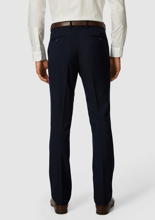 Navy Hexham Slim Twill Stretch Dress Pant