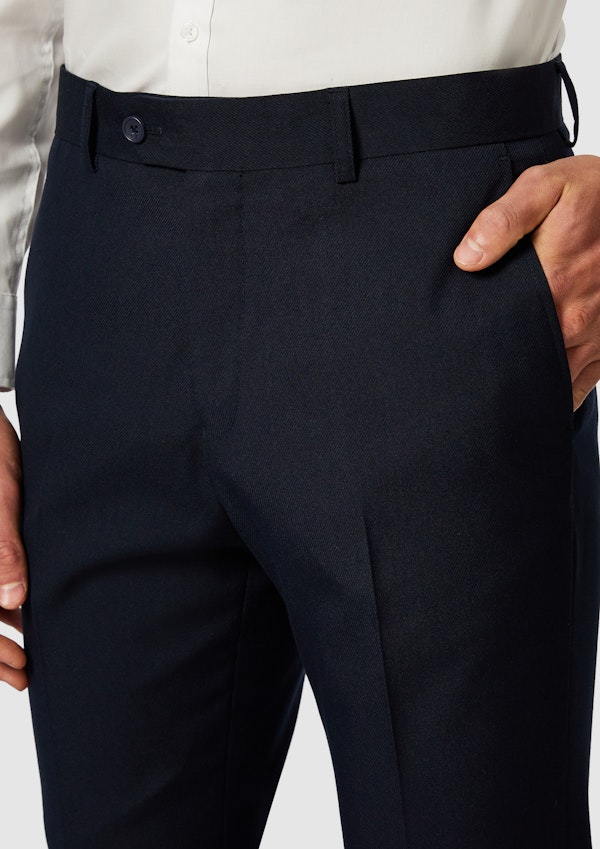 Navy Hexham Slim Twill Stretch Dress Pant