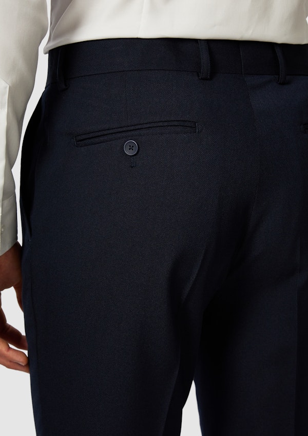 Navy Hexham Slim Twill Stretch Dress Pant